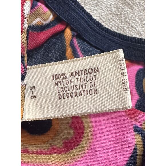 Vintage Hollywood Vasserette Skirt Slip Sz S Paisley Pink Blue Pattern Floral - Picture 10 of 11